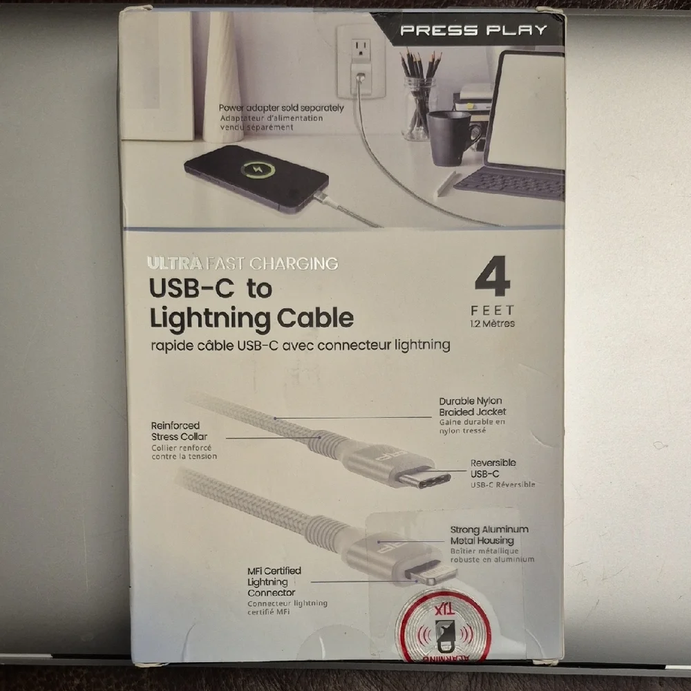 Silver USB-C to Lightning Cable